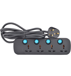 TERMINATOR EXT REEL 4 WAY 5MTR BLACK 