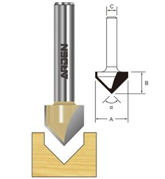 ARDEN ROUTER BIT V GROOVE 12.7MM X 6MM  