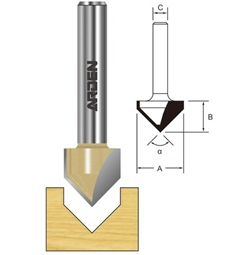 ARDEN ROUTER BIT V GROOVE&ENGRAVE 6X8X6MM