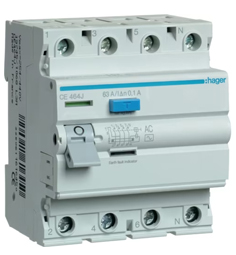 ELCB 63A 4P 100MA HAGER