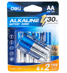 BATTERY AA LR6 (4+2 PCS) DELI    