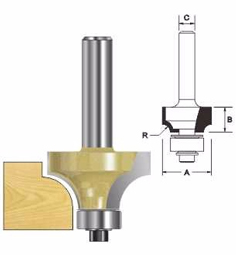 ARDEN ROUTER BIT ROUND OVER CUTTER W/BB 24.7X12.7X8MM