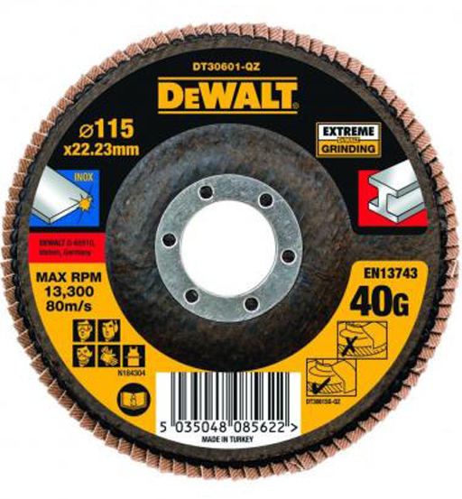 DEWALT EX FLAP DISC 115 X 22.2MM X 40G TYPE 27