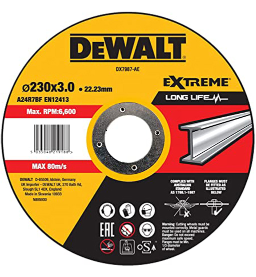 DEWALT METAL CUTTING WHEEL HP 230 X 3 X 22.23MM TYPE 42