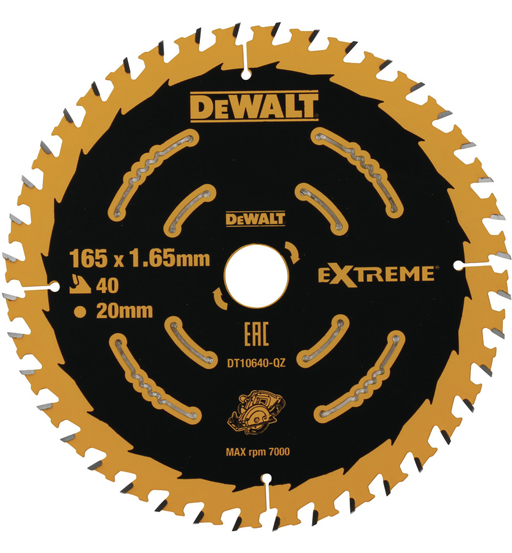 DEWALT CIRCULAR SAW BLADE EXT CORDED 165 X 20MM 40T