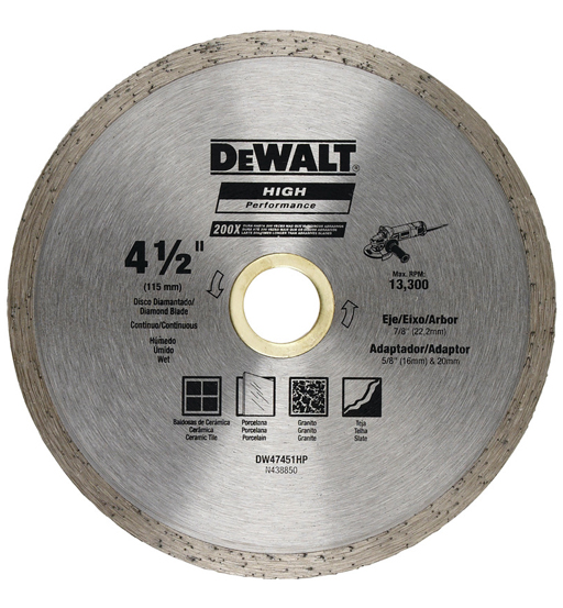 DEWALT DIAMOND BLADE 115MM x 5MM x 22.2MM CONTINUOUS DW47451HP