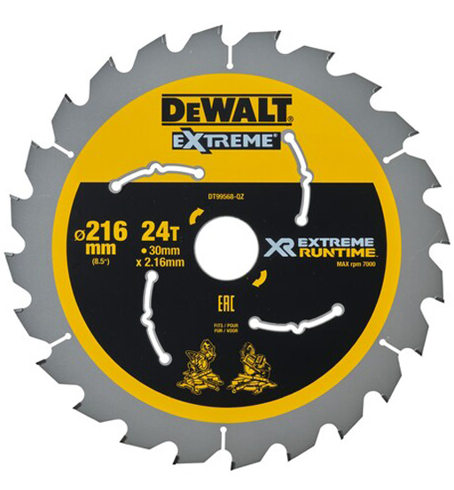 DEWALT EXTREME RUNTIME CIRCULAR SAW BLADE 216mm BORE 30mm 24T