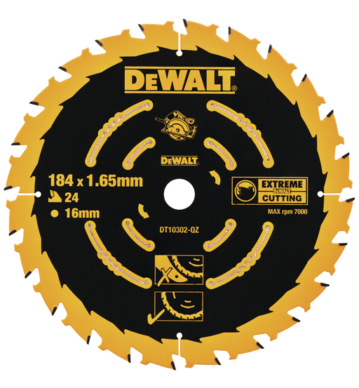 DEWALT CIRCULAR SAW BLADE EXT CORDED 184 X16MM 24T