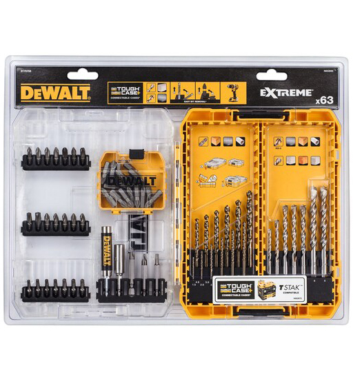 DEWALT 63PC DRILL DRIVE SET WITH EXTREME MASONRY&EXTREME METAL DRILL BITS