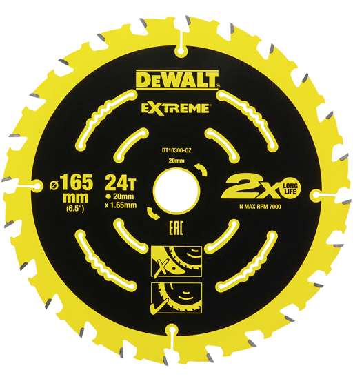 DEWALT CIRCULAR SAW BLADE EXT CORDED 165 X 20MM 24T