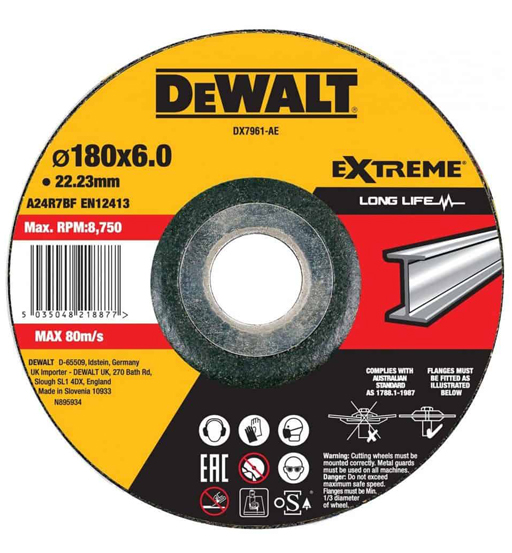 DEWALT 9 IN. METAL GRINDING DISC (230MM), A30R7BF, TYPE 27–DEPRESSED CENTER