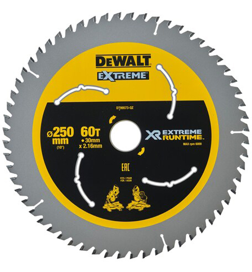 DEWALT EXTREME RUNTIME CIRCULAR SAW BLADE 250mm BORE 30mm 60T