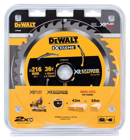 DEWALT EXTREME RUNTIME CIRCULAR SAW BLADE 216mm BORE 30mm 36T