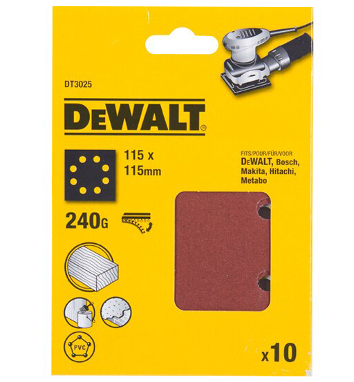DEWALT MULTI PURPOSE SANDING SHEET-240G-115 mmx115 mm
