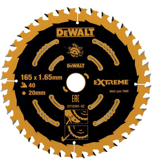 DEWALT EXTREME 2nd FIX CIRCULAR SAW BLADE 165mm 20mm BORE 40T