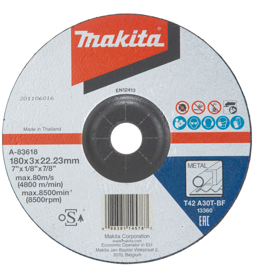 MAKITA CUT-OFF WHEEL 180X3X22MM(for steel)