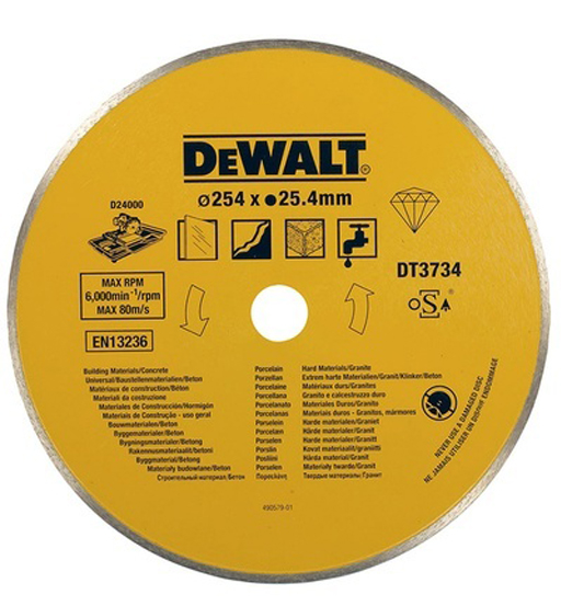 DEWALT DIAMOND BLADE CONTINUOUS 250 X 25.4 MM