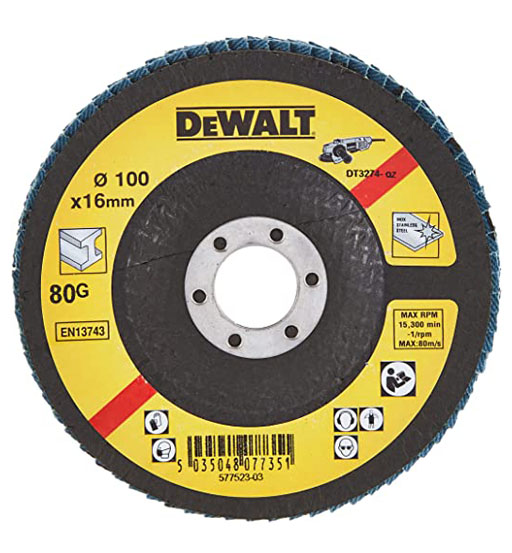 DEWALT DT3274-QZ FLAP DISC – TYPE 29 ANGLED 100MM 80 GRIT