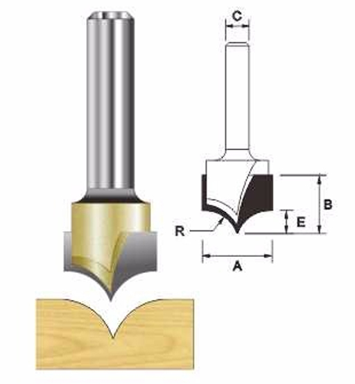 ARDEN ROUTER BIT POINTED OVER BIT 6.4X9.5X6MM