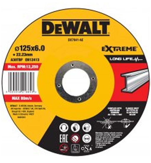DEWALT METAL GRINDING WHEEL HP 125 X 6 X 22.23MM TYPE 27