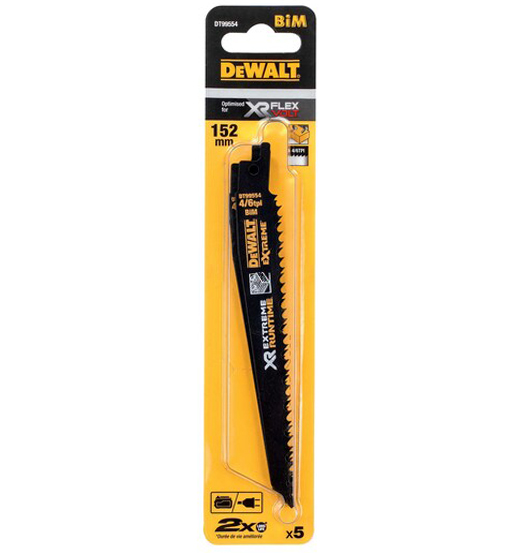 DEWALT 5 PIECE XR EXTREME RUNTIME 152mm RECIPROCATING SAW BLADES