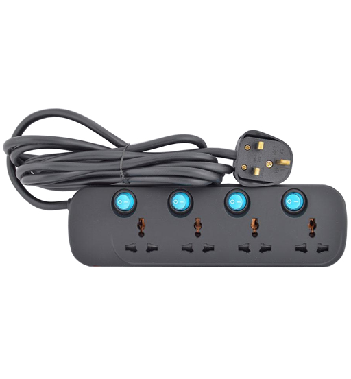 TERMINATOR EXT REEL 4 WAY 5MTR BLACK 