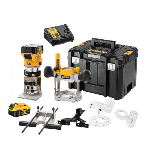 DEWALT 18V XR 8MM PLUNGE/FIXED ROUTER 5.0AH KIT