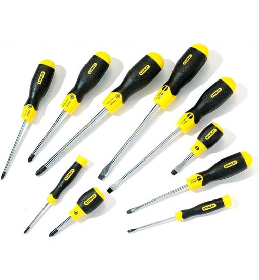 STANLEY CUSHION GRIP MAGNETIC TIP SCREW DRIVER SET 10 PCS