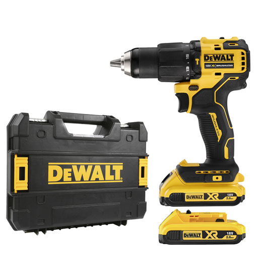 DEWALT 18V XR BRUSHLESS COMPACT COMBI DRILL DRIVER 2 X 2.0AH