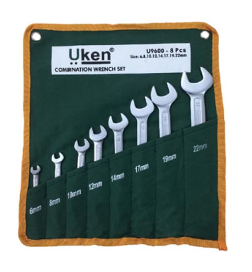 UKEN COMBINATION SPANNER 8 PCS SET 6-22 MM