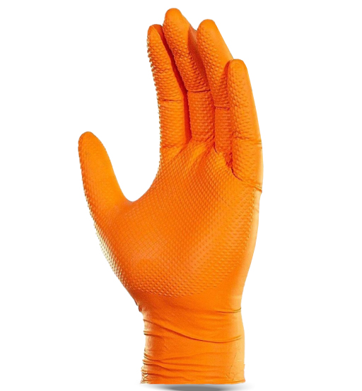 DISPOSABLE GLOVES NITRILE ORANGE SIZE-10-UKEN