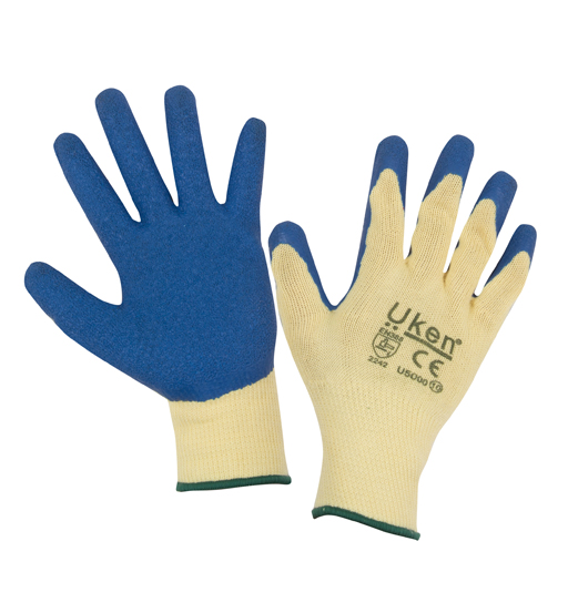 UKEN GLOVES LATEX BLUE GRIP 