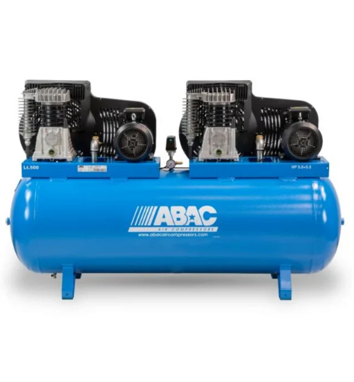 AIR COMPRESSOR 500LTR 7.5+7.5HP 3PH 11BAR 1654L/MIN-ABAC