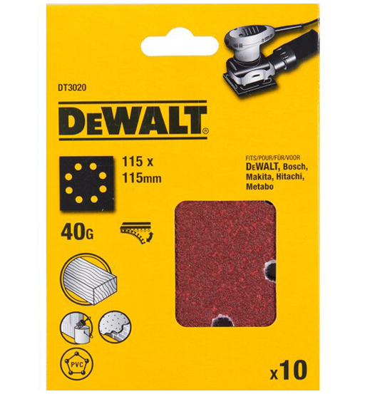 DEWALT MULTI PURPOSE SANDING SHEET-40G-115mm x 115 mm