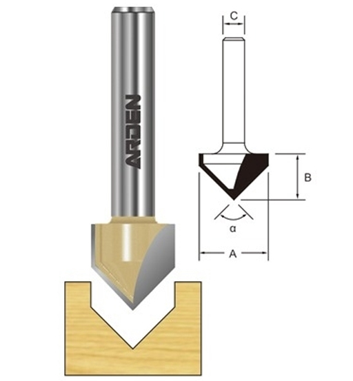 ARDEN ROUTER BIT V GROOVE 12.7MM X 6MM  