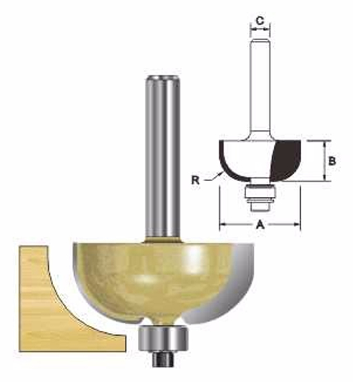 ARDEN ROUTER BIT COVE 22.2X12.7X6MM   