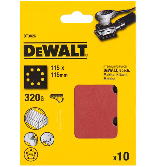 DEWALT MULTI PURPOSE SANDING SHEET-320G-115mmx115mm