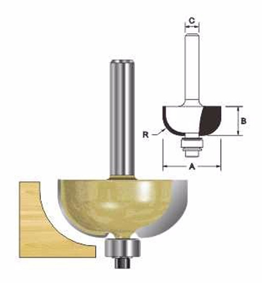 ARDEN ROUTER BIT COVE CUTTERS TC W/BB 29X13X12MM