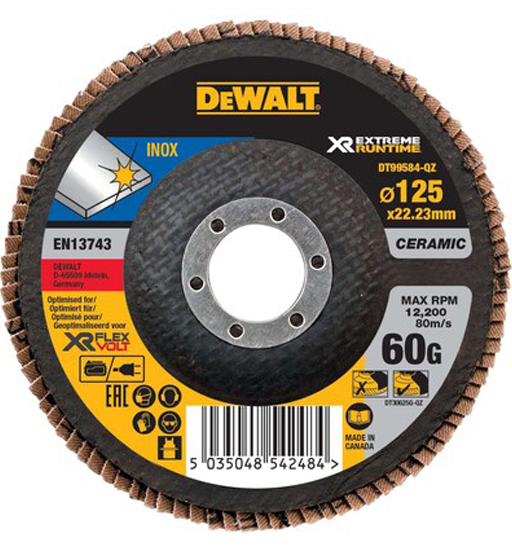 DEWALT XR EXTREME RUNTIME FLAP DISC 60G 125mm