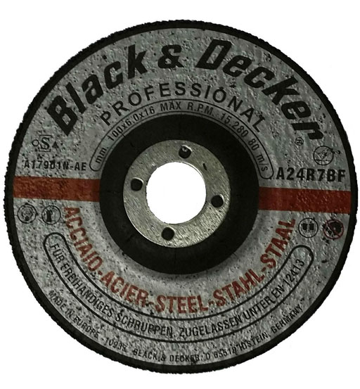 BLACK&DECKER METAL GRINDING WHEEL100 x 6 x 16MM TYPE 27