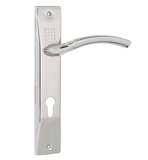 SAFEPLUS LEVER HANDLE W/PLATE SN/CP  