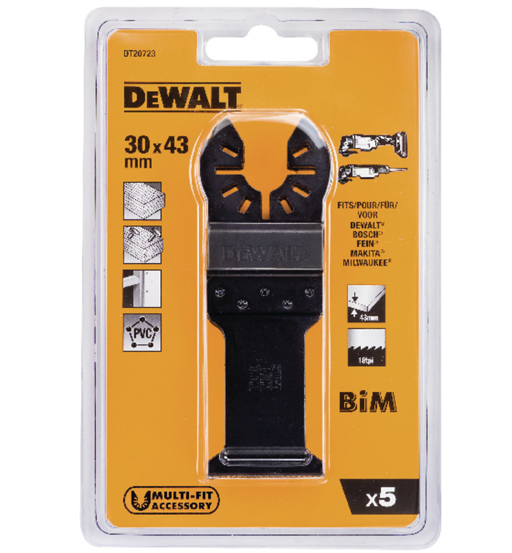 DEWALT OSCILLATING WOOD WITH NAILS BLADE 31MM X 43MM