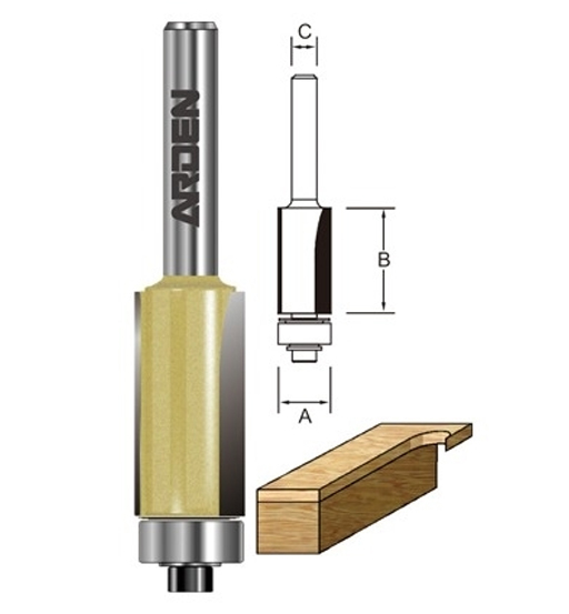 ARDEN ROUTER BIT FLUSH TRIM 9.53 X25.4X12MM