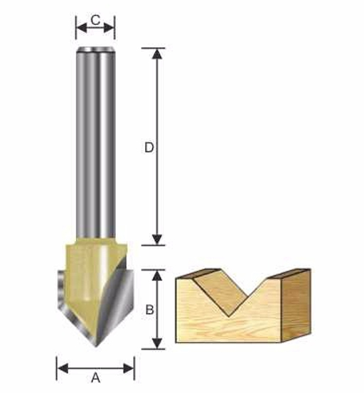 ARDEN ROUTER BIT V GROOVE 12.7 X 12MM   