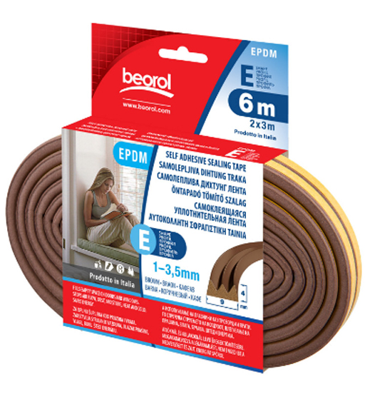 BEOROL SEAL STRIP E-PROFILE BROWN 6M