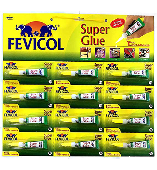 FEVICOL SUPER GLUE TUBE 3 Gram - 12PCS/CARD