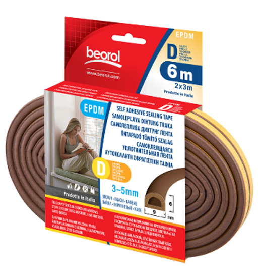 BEOROL DOOR SEAL STRIP BROWN 6MM 