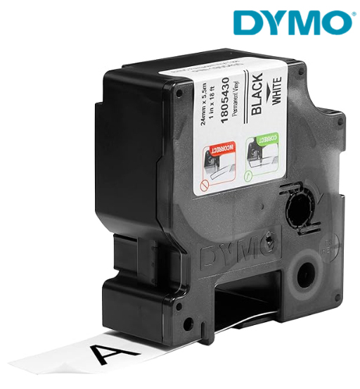 DYMO TAPE 24MM BLACK & WHITE