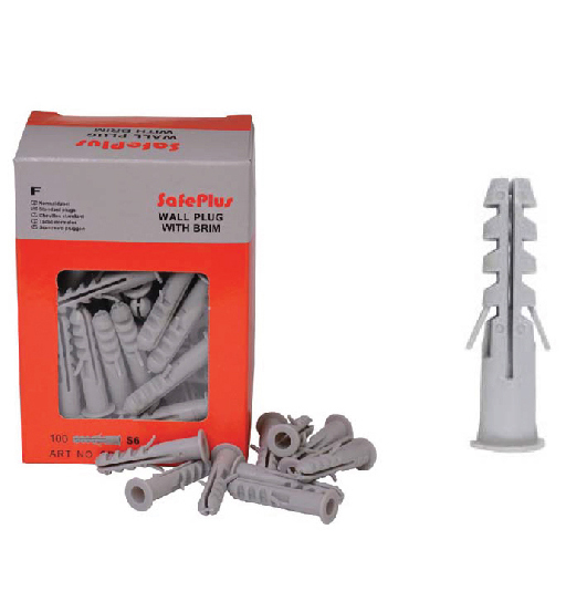 WALLPLUG 6MM WITH BRIM 100PCS/PKT-SAFEPLUS