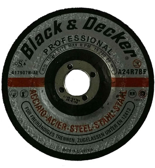 BLACK&DECKER METAL CUTTING WHEEL 115 x 3 x 22.23MM TYPE 42
